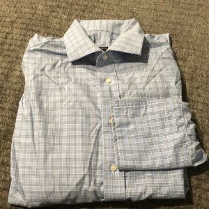 Blue Grid Dress Shirt with French Cuffs
